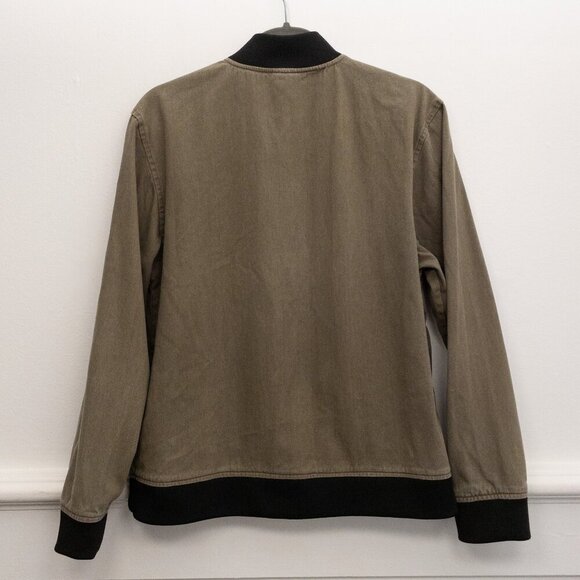 Molokai Surf Co. Bomber Jacket Size M Olive Green Black Trim Zip Casual - Picture 3 of 4